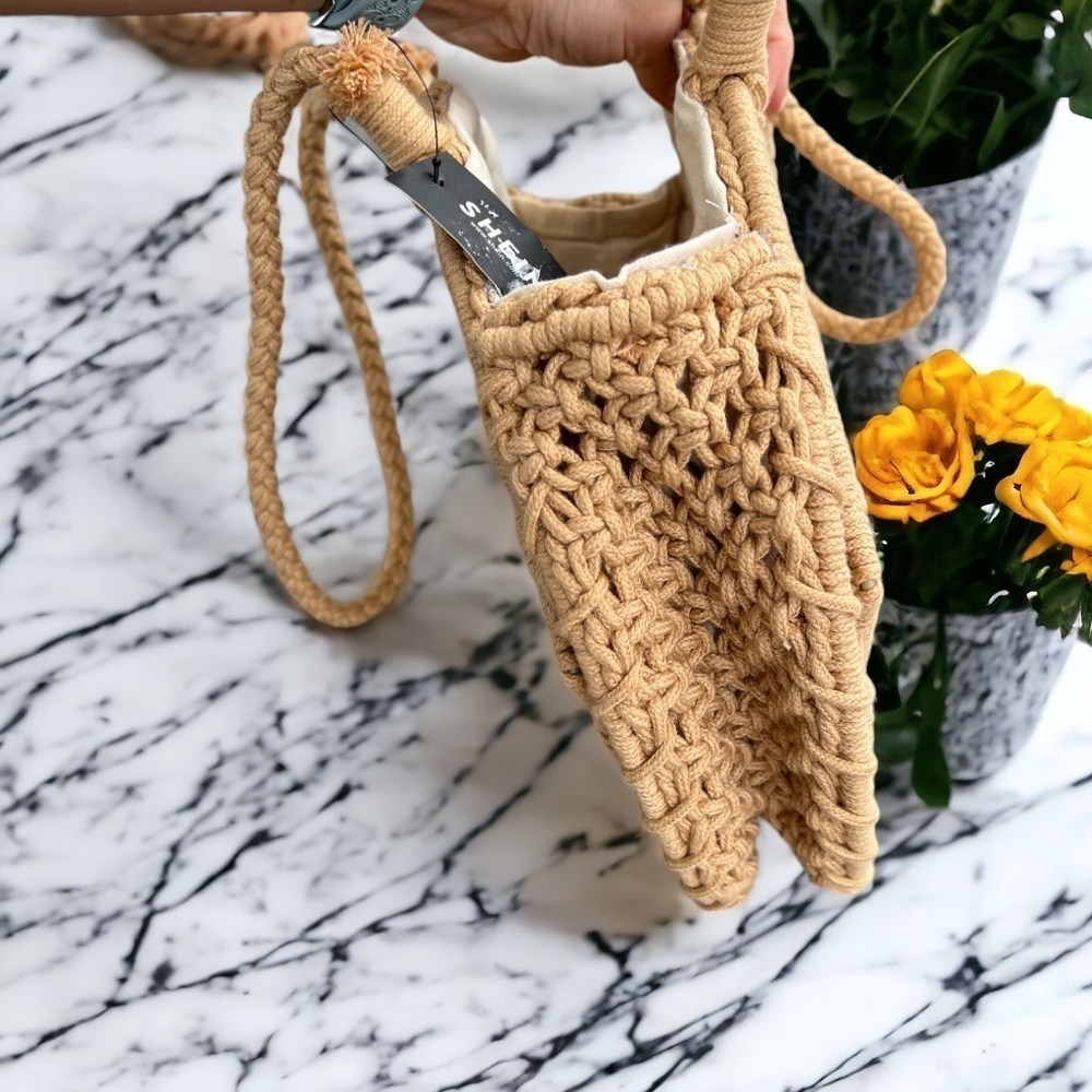 Shein NWT Hollow Out Circle Bag Neutral Color - Picture 11 of 14